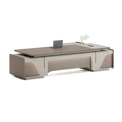Modern and Luxurious Executive Desk with Aluminum Alloy Edges and  High Capacity Side Cabinet LBZ-10168