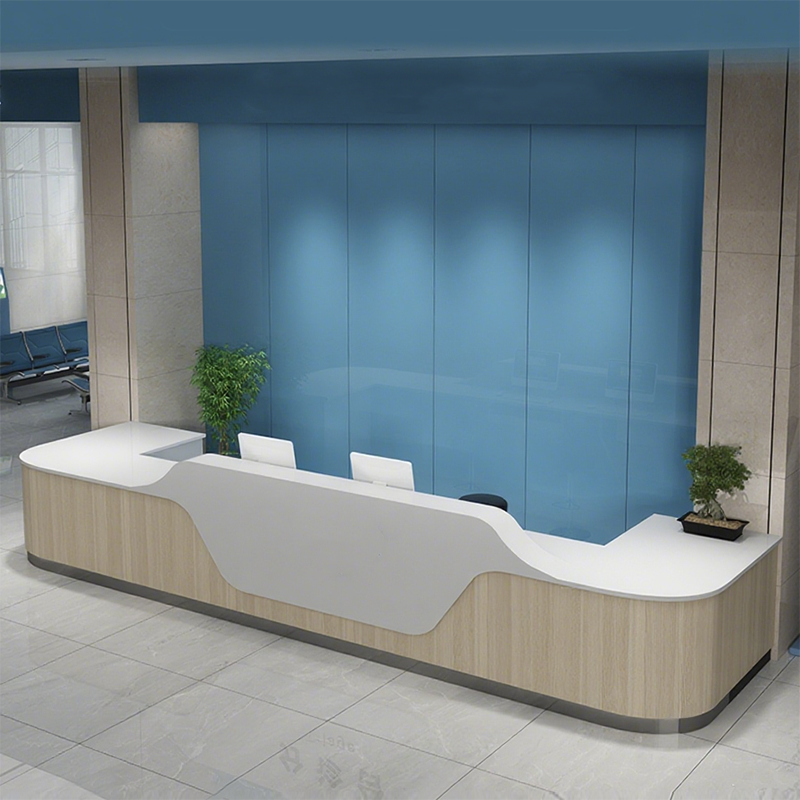 Graceful Curved Reception Desk For Clinics And Salons With Secure Storage And Durable Lacquer Finish YLJJ-2022