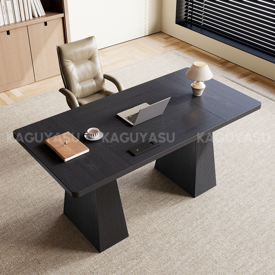 Office Desk with Built-In Power Hub, Reinforced Desktop and Steel-Wood Frame