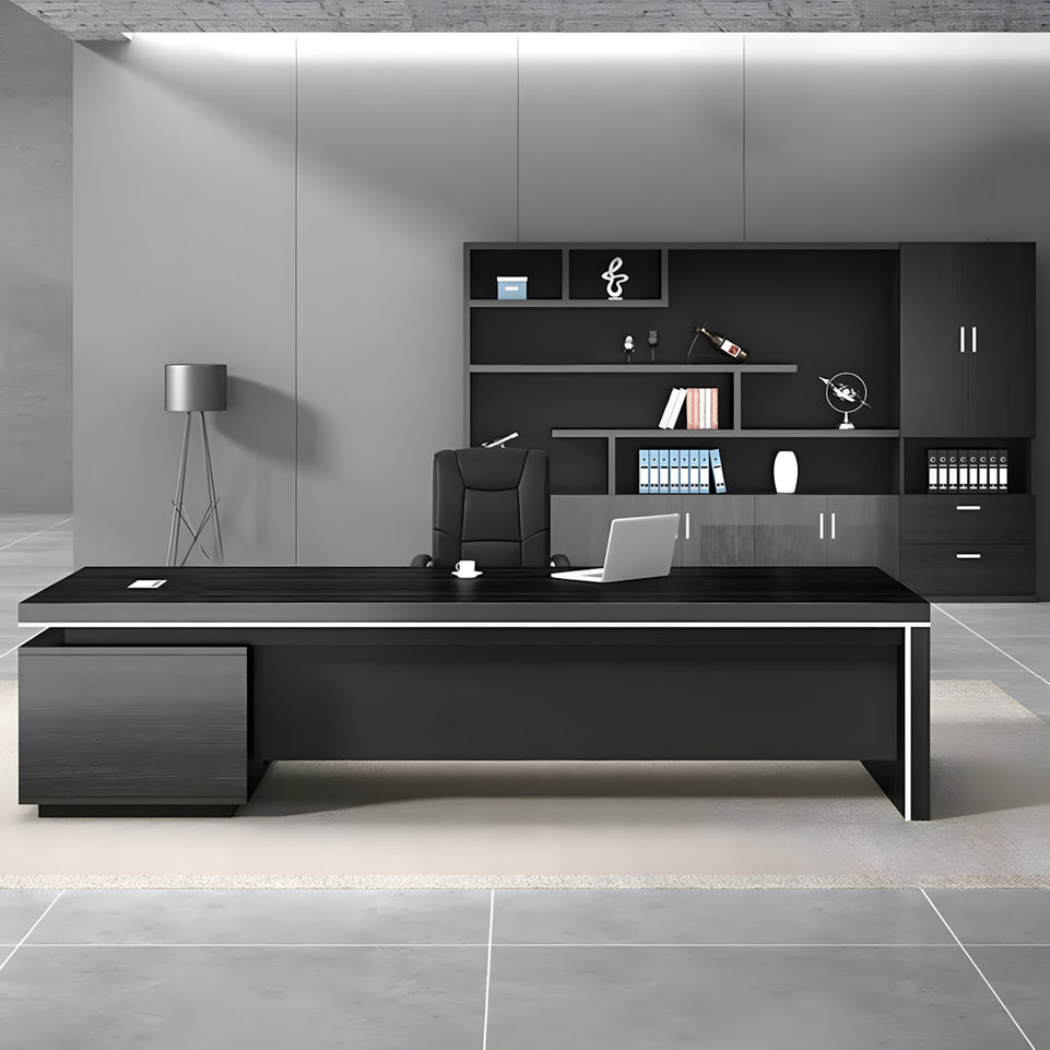 Modern Minimalist Executive Office Desk and Chair Combination with Cabinet LBZ-10158