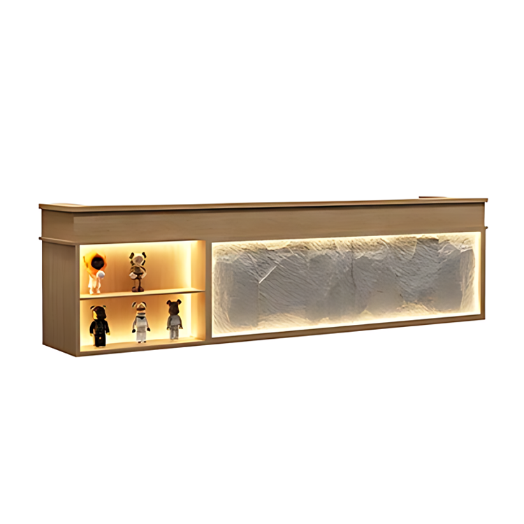 Modern Minimalist Reception Desk 39–138 in Wide with LED Accent Lighting & Transaction Counter(In Stock)