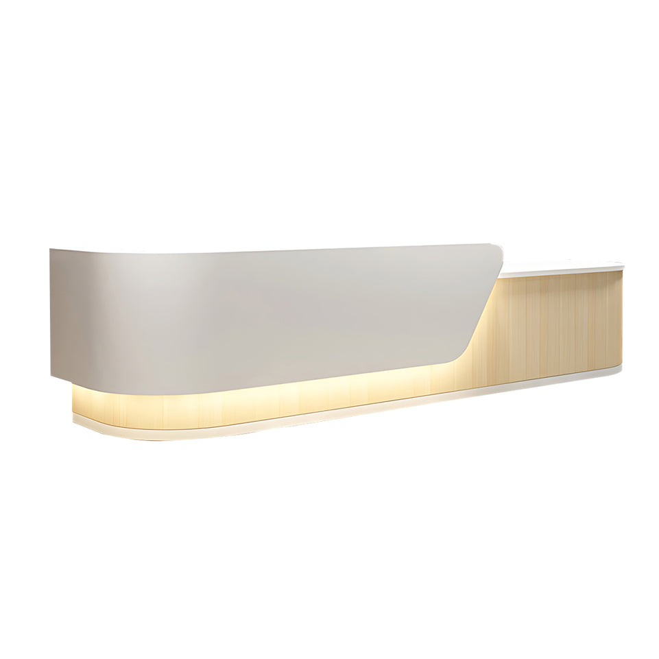 Color-Blocked Front Desk with Drawers and Keyboard Tray for Offices and Malls JDT-1041