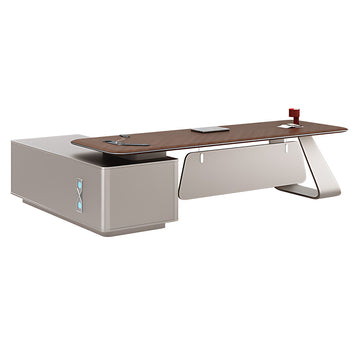 Modern Executive Desk with Wireless Charging, Privacy Panel & Curved for Home Office