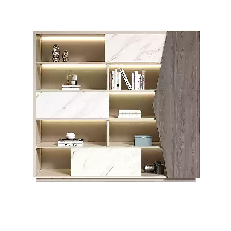 Modern Wooden L-shaped Calm Executive Desk with Drawers and Credenza LBZ-K066