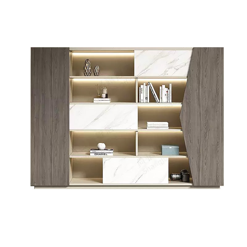 Modern Wooden L-shaped Calm Executive Desk with Drawers and Credenza LBZ-K066