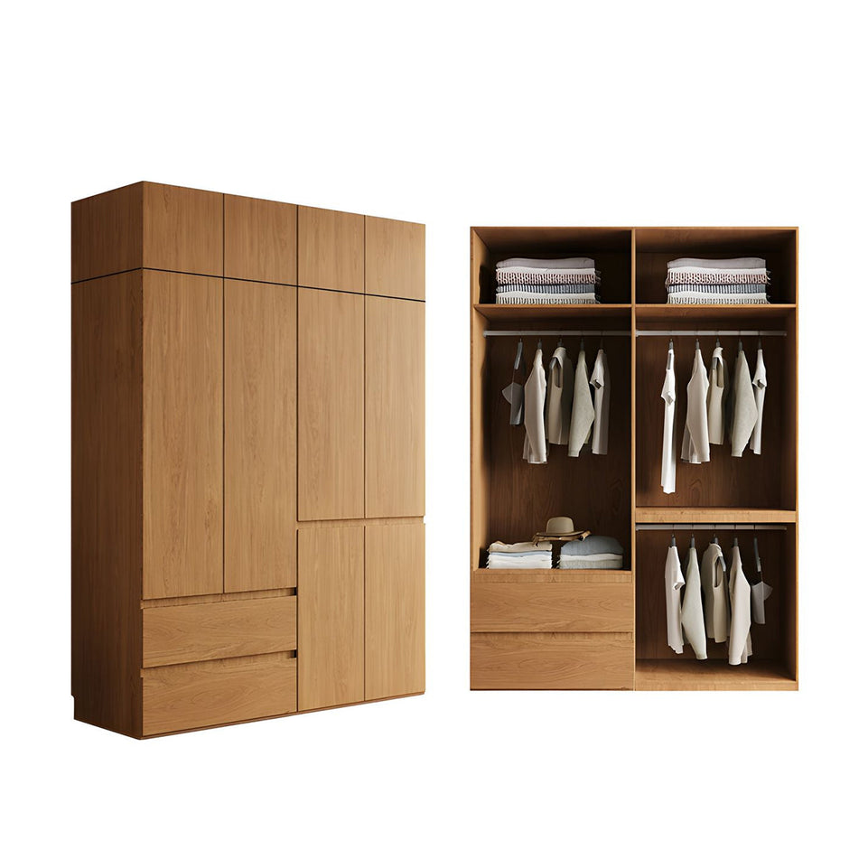 Vintage Wardrobe with Grooved Handle & Hanging Rod for Bedroom CWG-2136