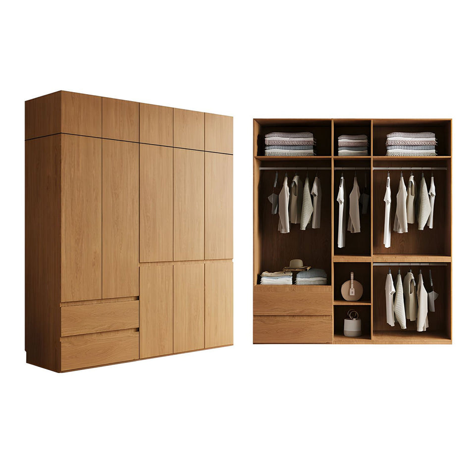 Vintage Wardrobe with Grooved Handle & Hanging Rod for Bedroom CWG-2136