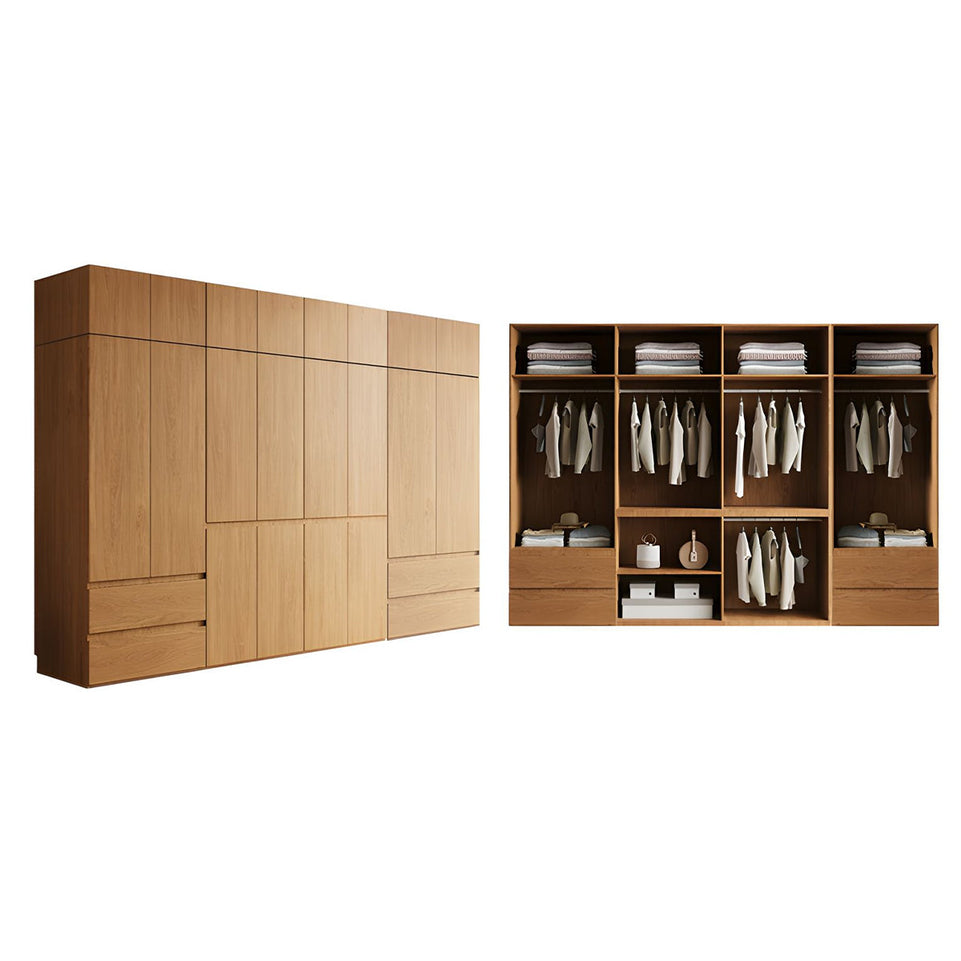 Vintage Wardrobe with Grooved Handle & Hanging Rod for Bedroom CWG-2136