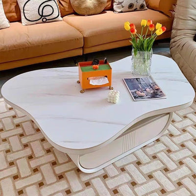 Nordic Cloud Cream Coffee Table with Drawers - Unique Design for Small Spaces
