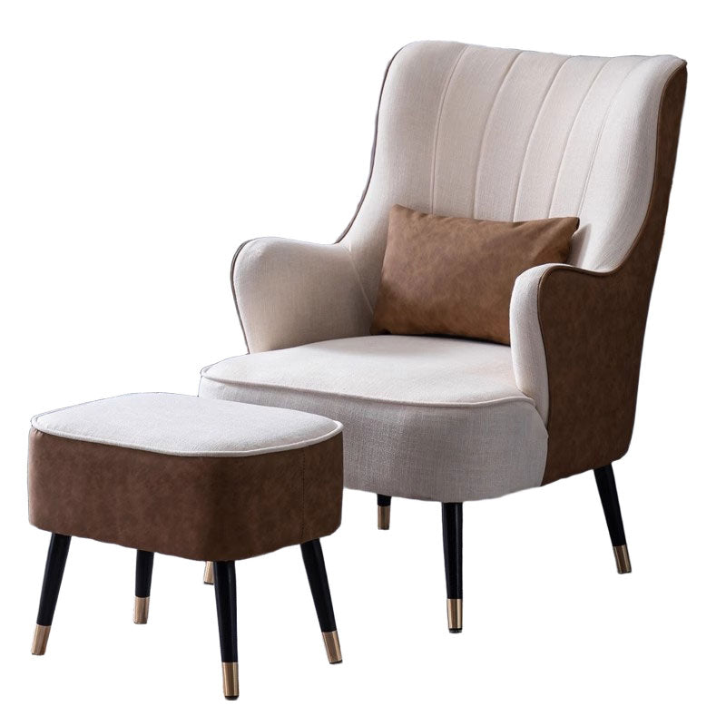 Elegant Nordic Accent Armchair–Faux Leather Texture, Linen Feel Fabric, And Solid Wood Legs JDJJ-2007