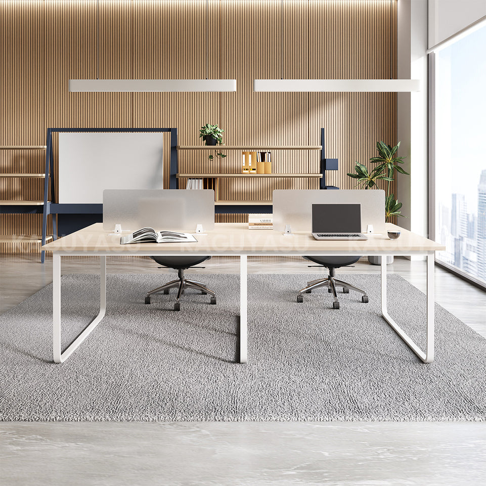 Professional 94" L Office Desk with Thick Durable Desktop, Privacy Divider Panel, Integrated Cable Management System & Reinforced Legs for Modern Workspaces