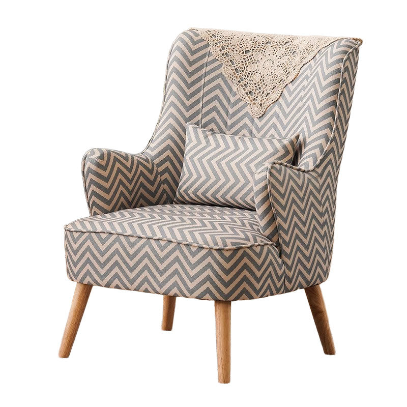Elegant Nordic Accent Armchair–Faux Leather Texture, Linen Feel Fabric, And Solid Wood Legs JDJJ-2007