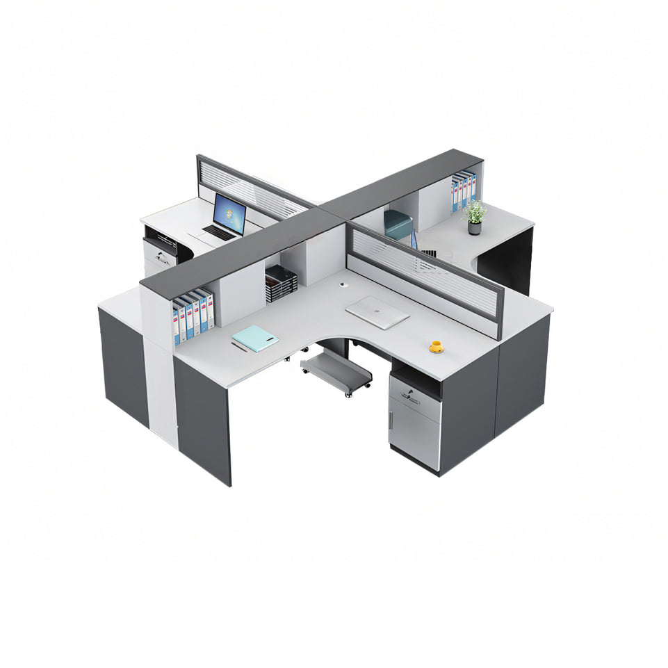 Modern Office Workstation Set with Screens, Ideal for 2/4/6-Person Workspaces BGZ-220 kaguyasu