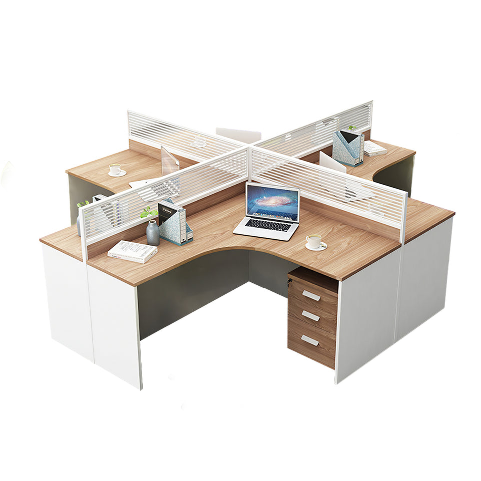 Modern L-Shaped Office Desk with Screen Divider for Employee Workstations BGZ-222