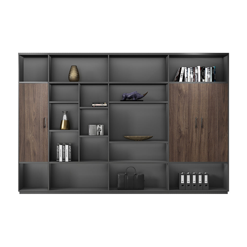 Color-Blocked L-Shaped Executive Desk with Combination Lock and Cabinet for Office LBZ-1027