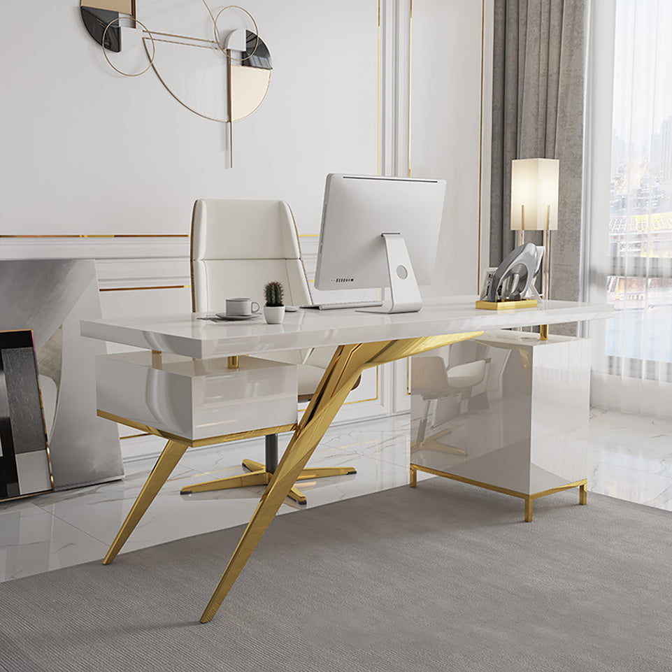 Luxury 55" White Rectangular Executive Desk with Unique Leg Design LBZ-2002(In Stock)