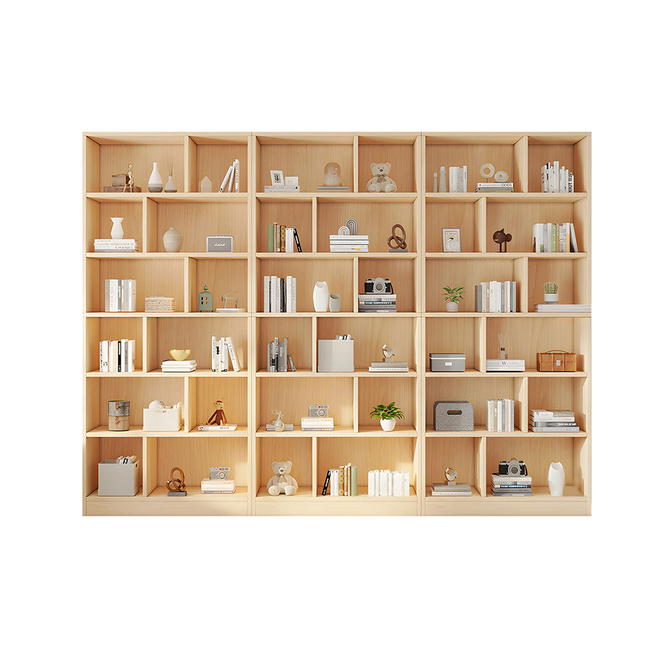 Spacious Floor-to-Ceiling Solid Wood Bookcase with Adjustable Shelves, Eco-Friendly Wood Cabinet for Home or Office CWG-2177