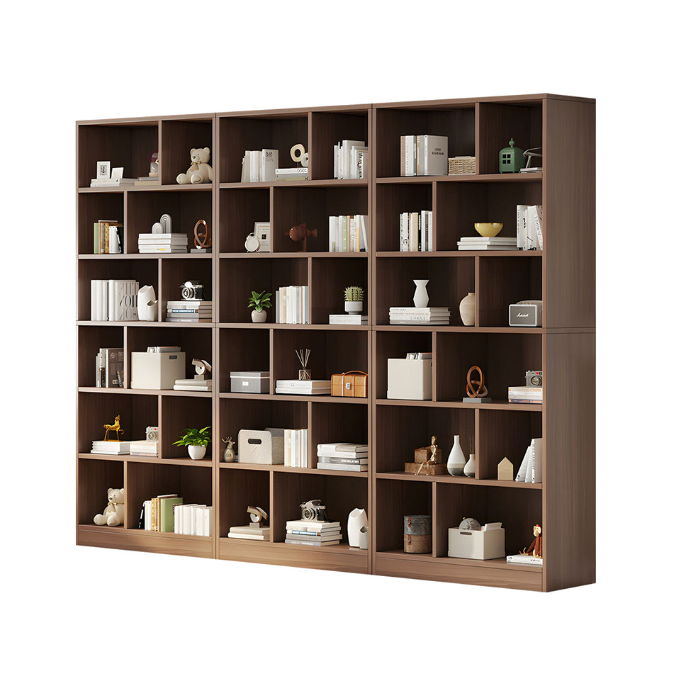 Spacious Floor-to-Ceiling Solid Wood Bookcase with Adjustable Shelves, Eco-Friendly Wood Cabinet for Home or Office CWG-2177