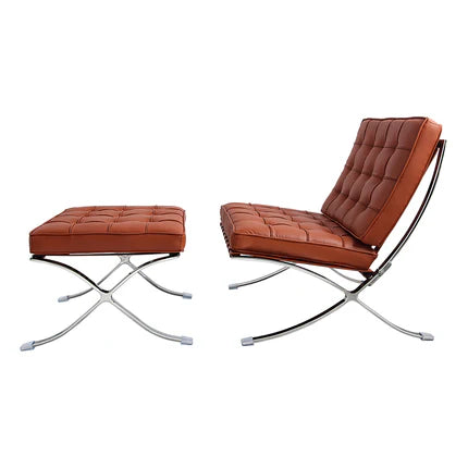 Modern Foldable Leather Accent Chair with X-Shaped Stainless Steel Frame BS801(In Stock)