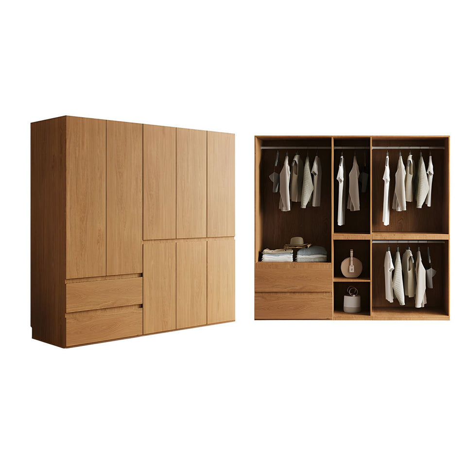 Vintage Wardrobe with Grooved Handle & Hanging Rod for Bedroom CWG-2136