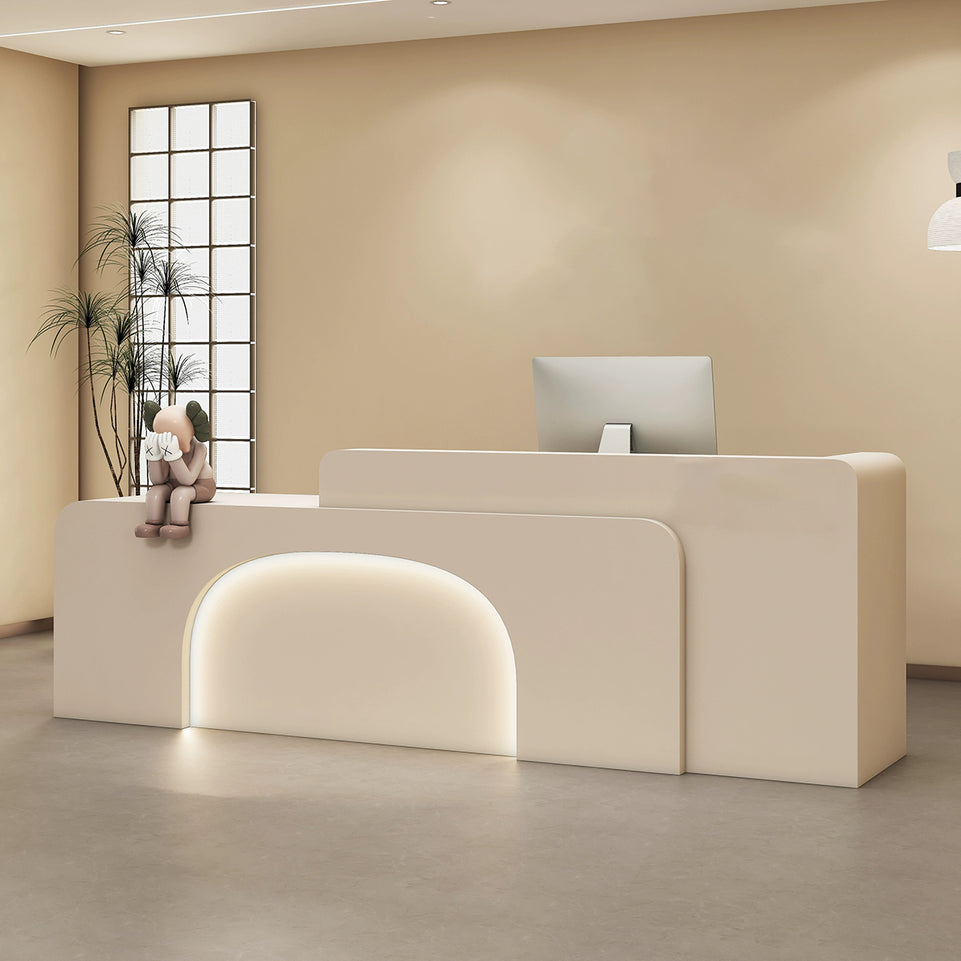 Arched Door Design Baked Coating Reception Desk with LED Lights for Barber Shops and Salons JDT-10151