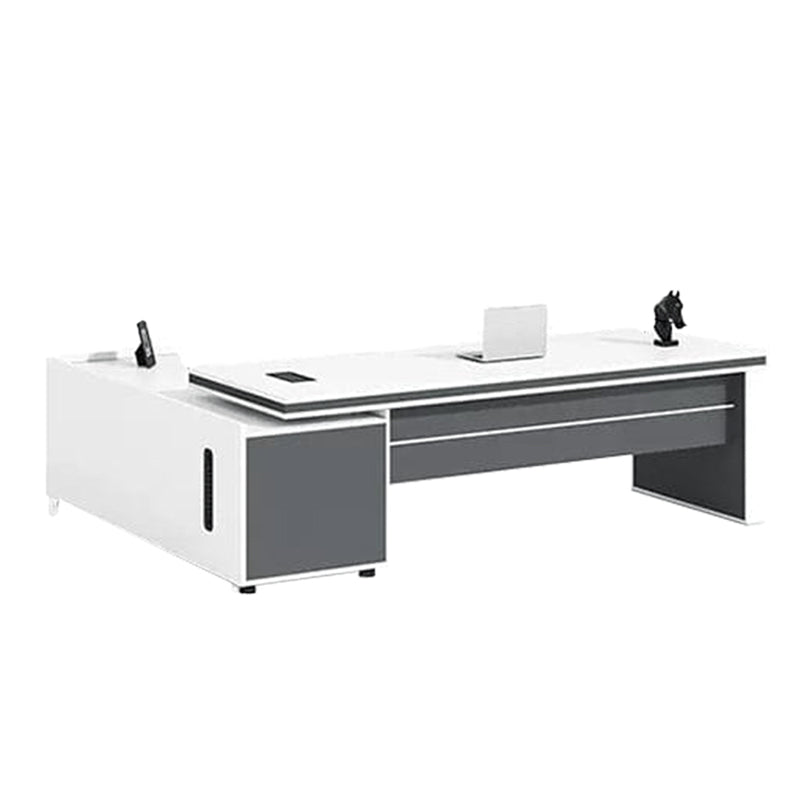 Modern Minimalist Executive Desk With Thick Panel Legs and PC Ventilation Ports LBZ-10190