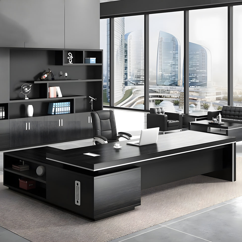 Modern Minimalist Executive Office Desk and Chair Combination with Cabinet LBZ-10158