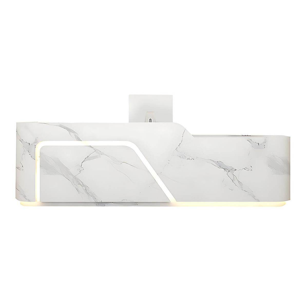 Corner Arc-Edge Straight Minimalist Reception Desk With Keyboard Tray, Cabinets, And Drawers For Hotels JDT-1074