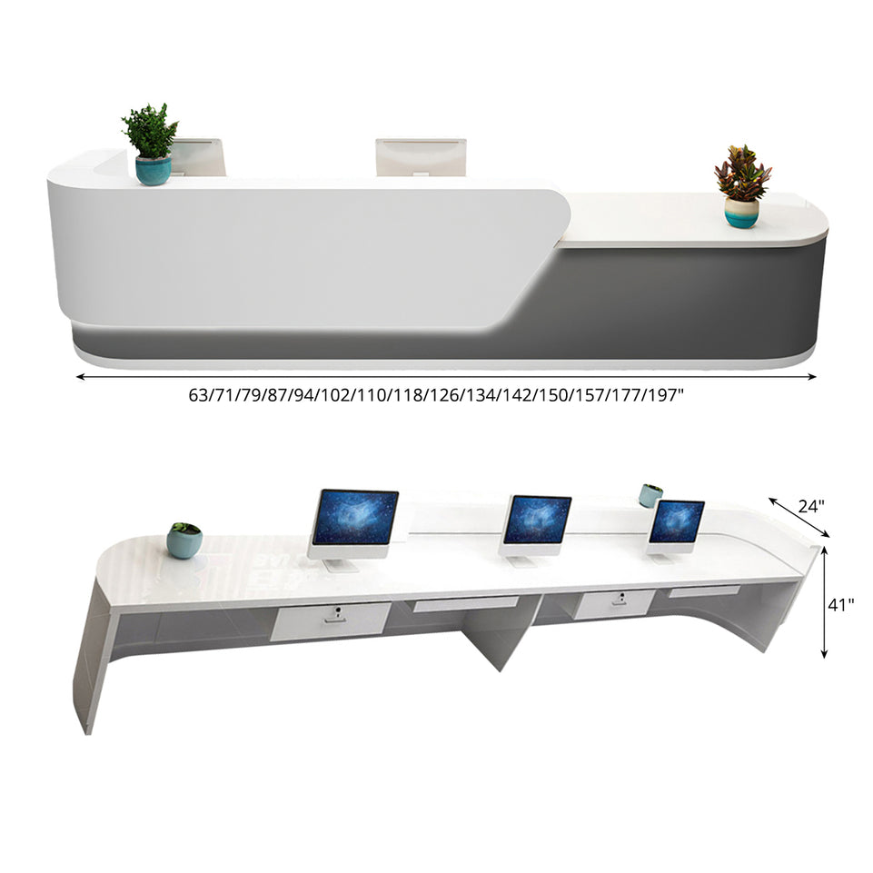 Modern Office Reception Desk with Curved Corner JDT-2065