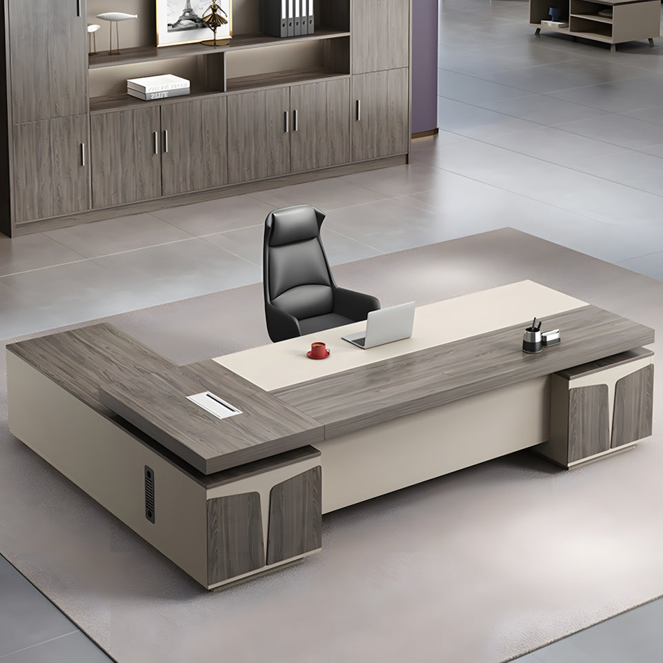 Modern Graceful Executive Desk and Chair Set with Cabinet LBZ-10155