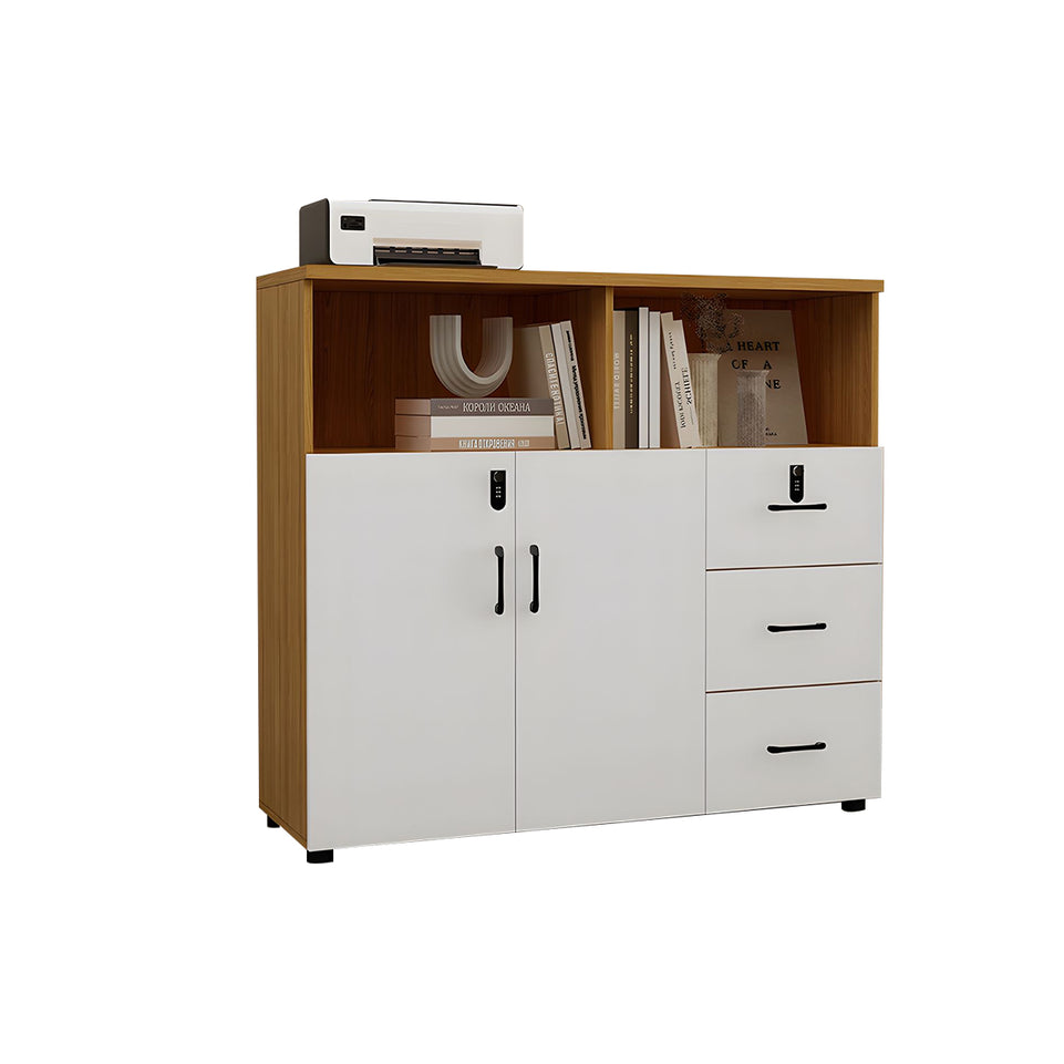Stylish Lockable Wooden File Cabinet with Multi-Compartment Storage for Workspace CWG-2164