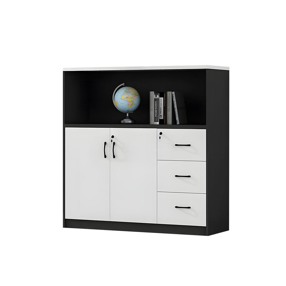 Stylish Multifunctional Office Storage Cabinet with Lockable Drawers for Workspace Organization, Printer Station, and Document Filing CWG-2167