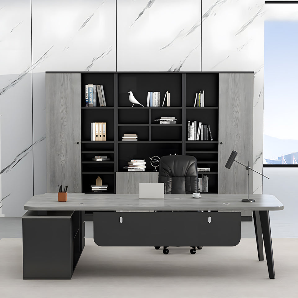 Office Executive Desk With curtain board with wiring hole Steel Leg Adjuster Foot LBZ-1078