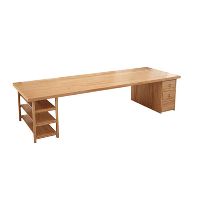 White Wax Wood Long Table Office Desk with Drawer Storage for a Sleek Workspace HYZ-1061