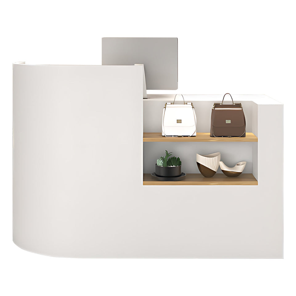 Refined High-End Reception Desk with Functional Double-Tier Display Shelves JDT-2273