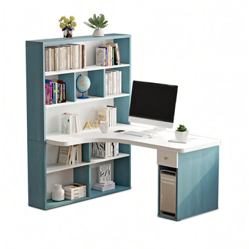 Bookcase Storage Cabinet 24-71 in Tall with Curved for Home Office
