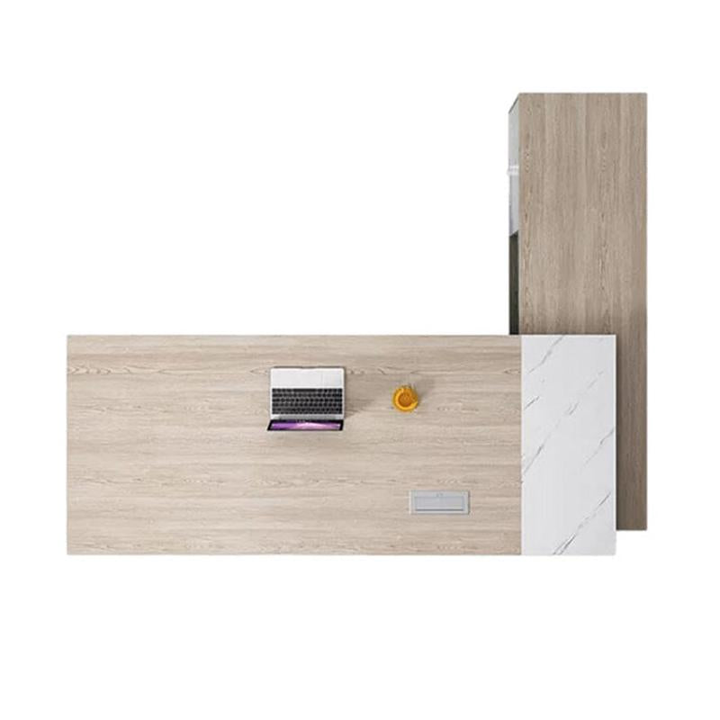 Modern Minimalist Executive Desk With Maple Pattern for Leadership and Spacious Workstation with Ample Storage LBZ-10187