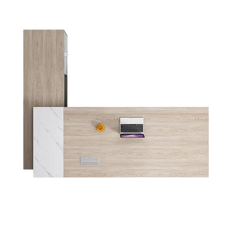 Modern Minimalist Executive Desk With Maple Pattern for Leadership and Spacious Workstation with Ample Storage LBZ-10187