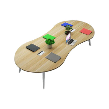 Oval Conference Table with Cable Management, Solid Wood & Lumbar Support for Meeting Room