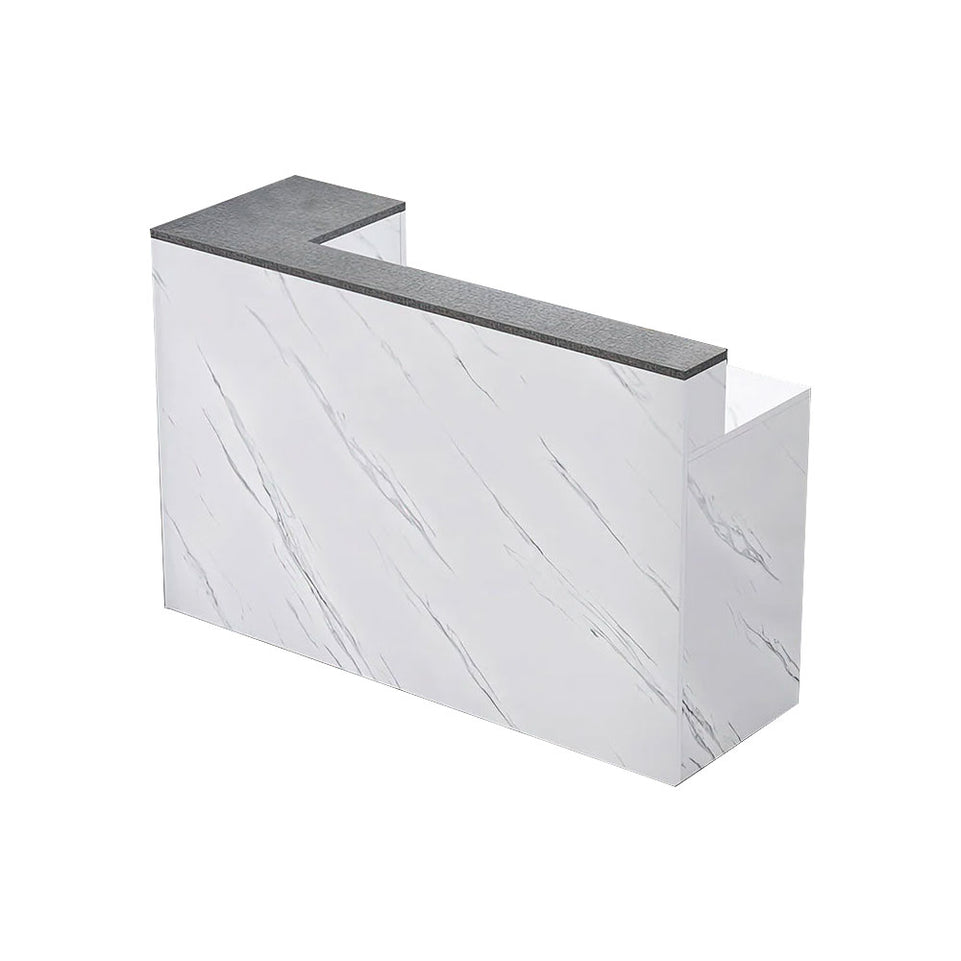 L-Shaped Corner Straight Compact Reception Desk with Keyboard Tray and Drawer for Stores and Salons JDT-1048