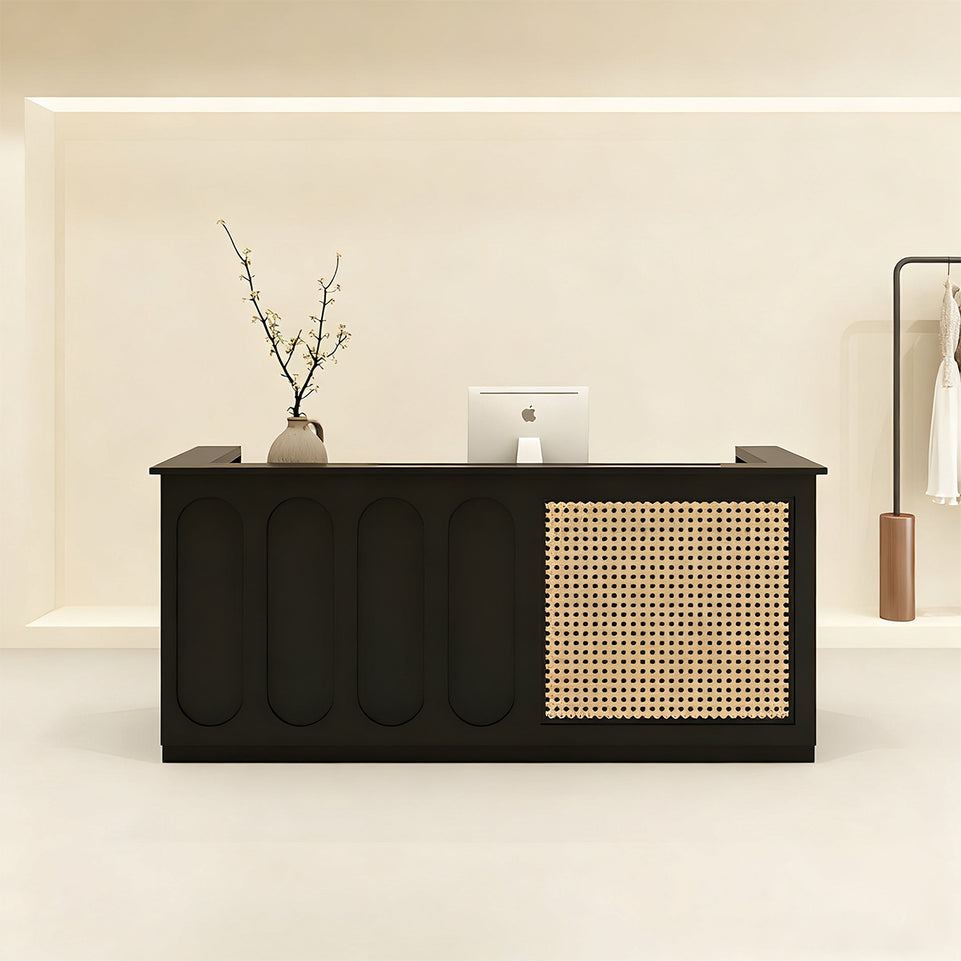 Rattan Reception Desk with Drawers Storage Eco-Friendly High-End Design JDT-2301