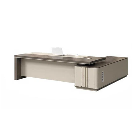 Modern Wooden L-shaped Calm Executive Desk with Drawers and Credenza LBZ-K066