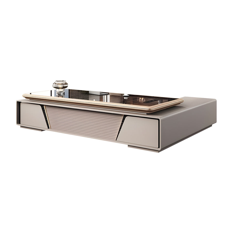 Modern Executive Desk 79-126 in Wide with Side Storage, Lockable & File Drawers