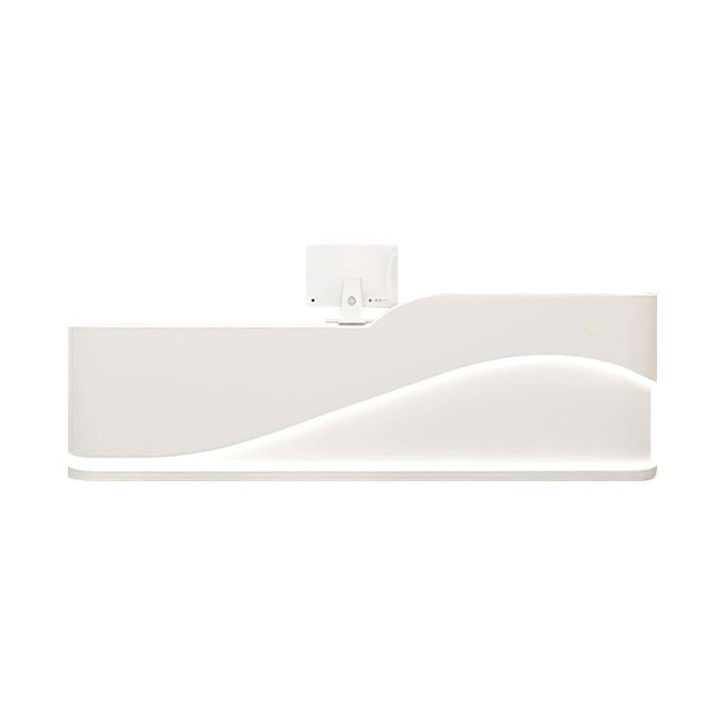 Arc-Edge Straight Reception Desk with Keyboard Tray, Cabinets, and Drawers for Salons JDT-1056