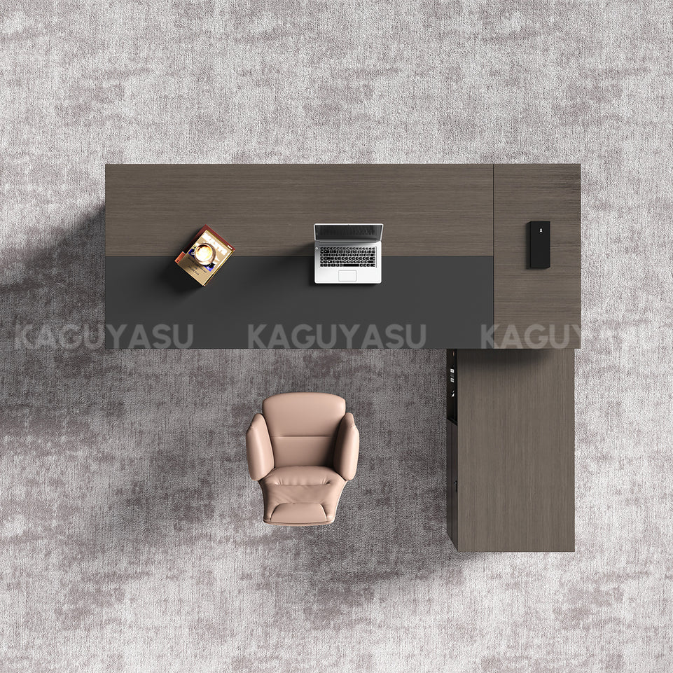 Contemporary Stylish L-Shaped Executive Desk with Side Storage Cabinet for Manager LBZ-605