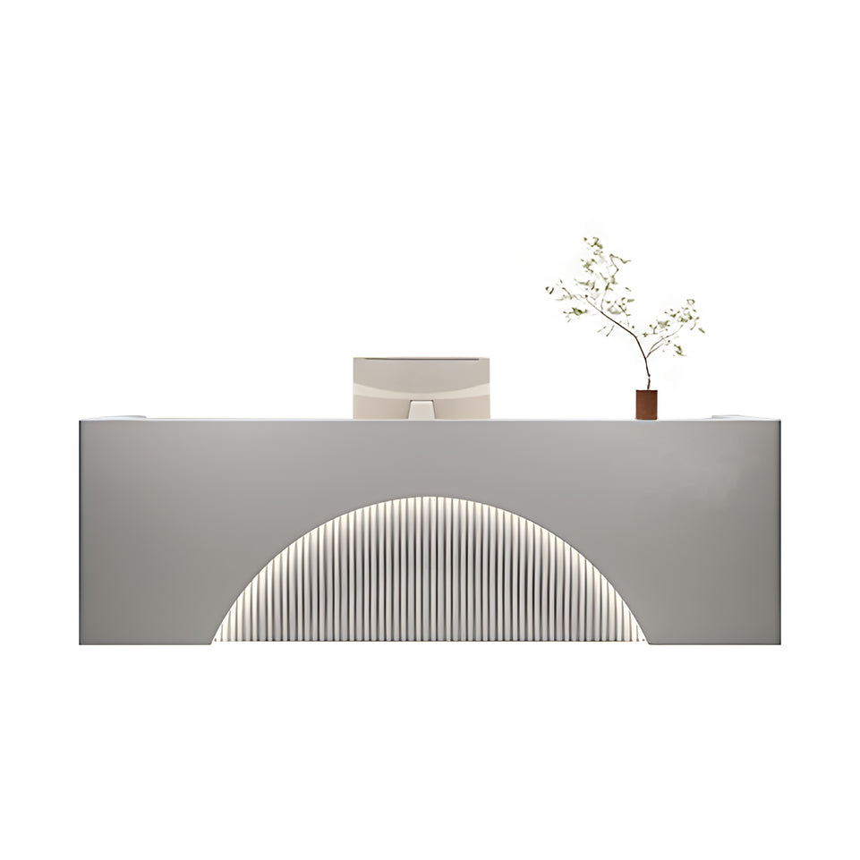 Striped Design Straight Reception Desk with Large Storage and LED Lights for Clothing Stores JDT-1036