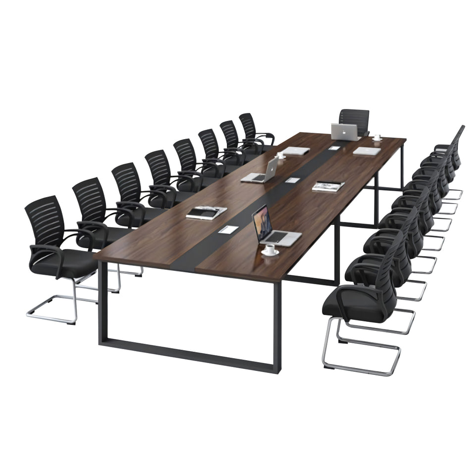 Color-Blocked Rectangular Conference Table With Hidden Cable Management For Offices, Meeting Rooms, And Workstations HYZ-1010