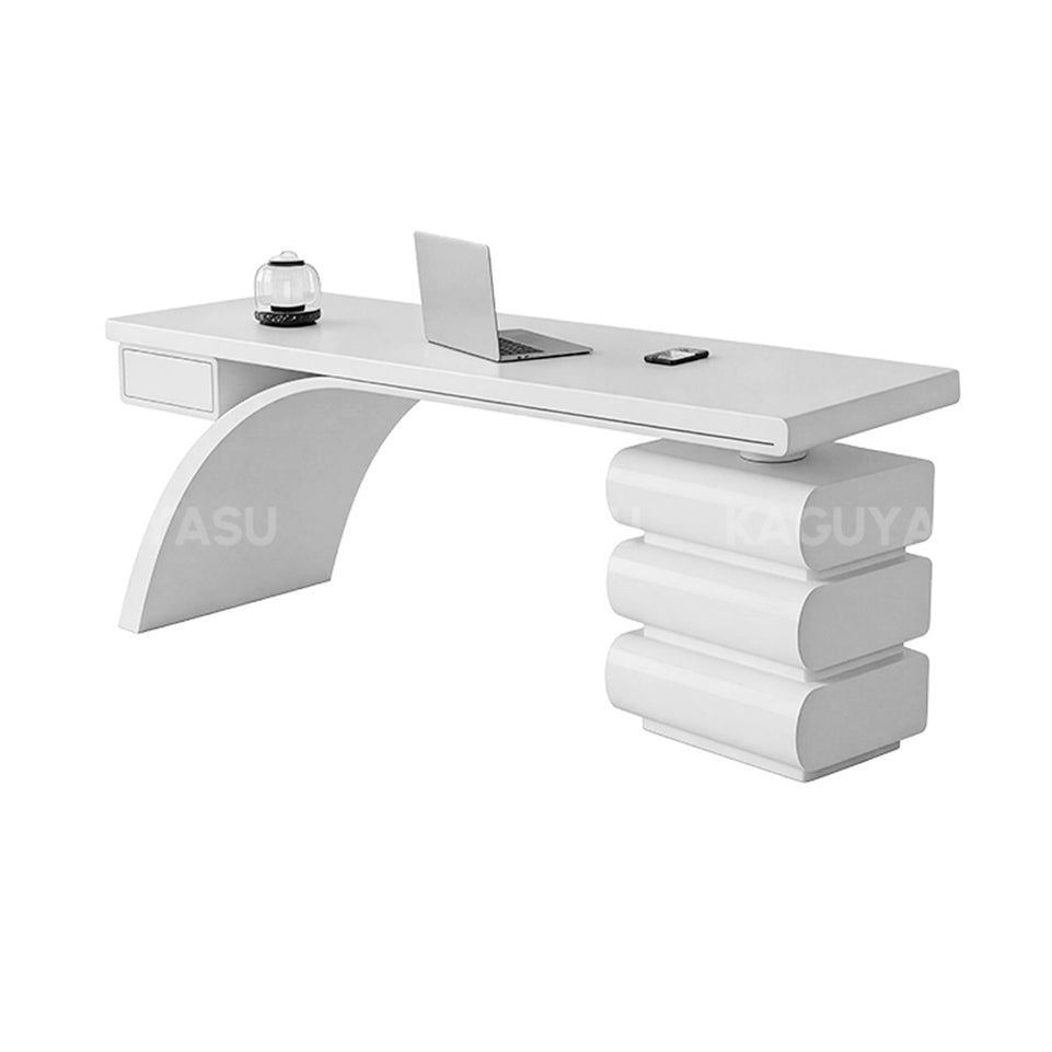 Chic Solid Wood Lacquer Executive Desk with Ergonomic Curved Edges & Ample Storage for Modern Home & Office LBZ-2342