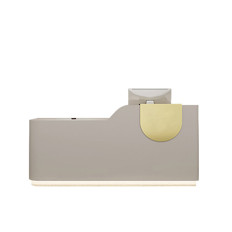 Small Reception Desk with Metal Accents, LED Lights and Storage for Pet Shops and Salons JDT-1042