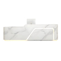 Corner Arc-Edge Straight Minimalist Reception Desk With Keyboard Tray, Cabinets, And Drawers For Hotels JDT-1074